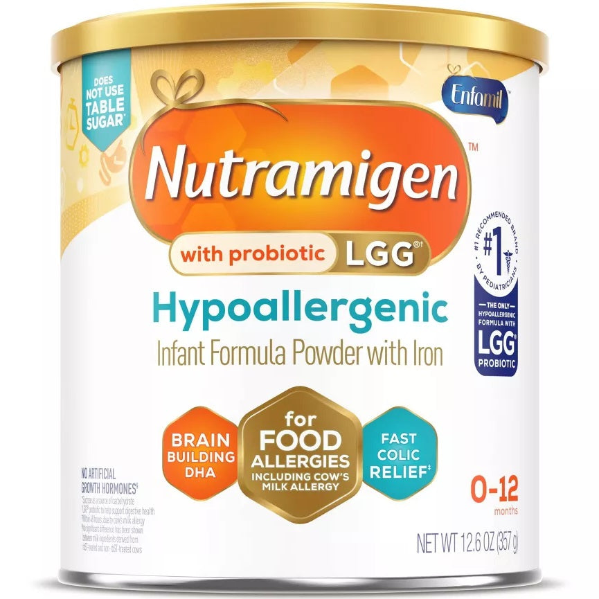 Enfamil Nutramigen with Enflora LGG Hypoallergenic Infant Formula Powder with Iron, Can, 12.6 oz.